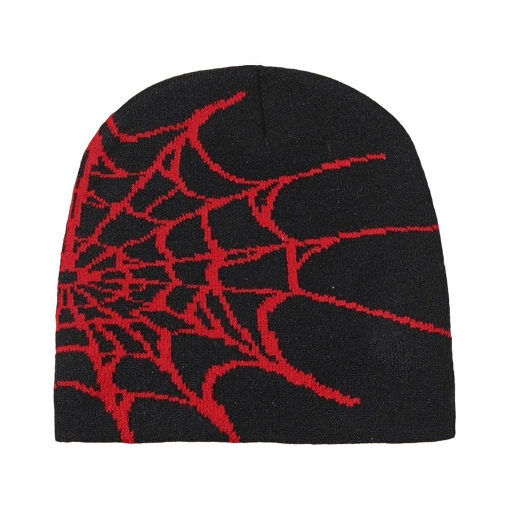 Beanie Cuffed Knit - Bonnet à motif de toile d'araignée